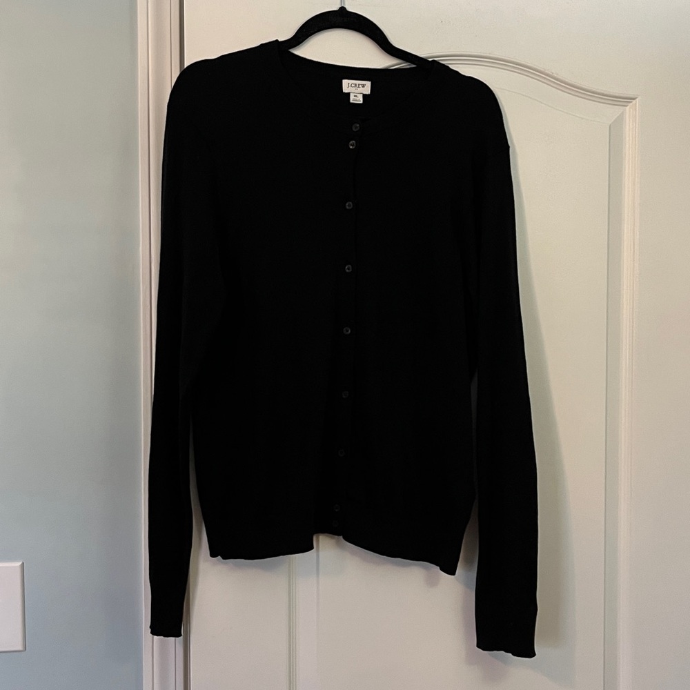 J. Crew Factory Classic Cotton Black Cardigan Sweater Sz XL VGUC